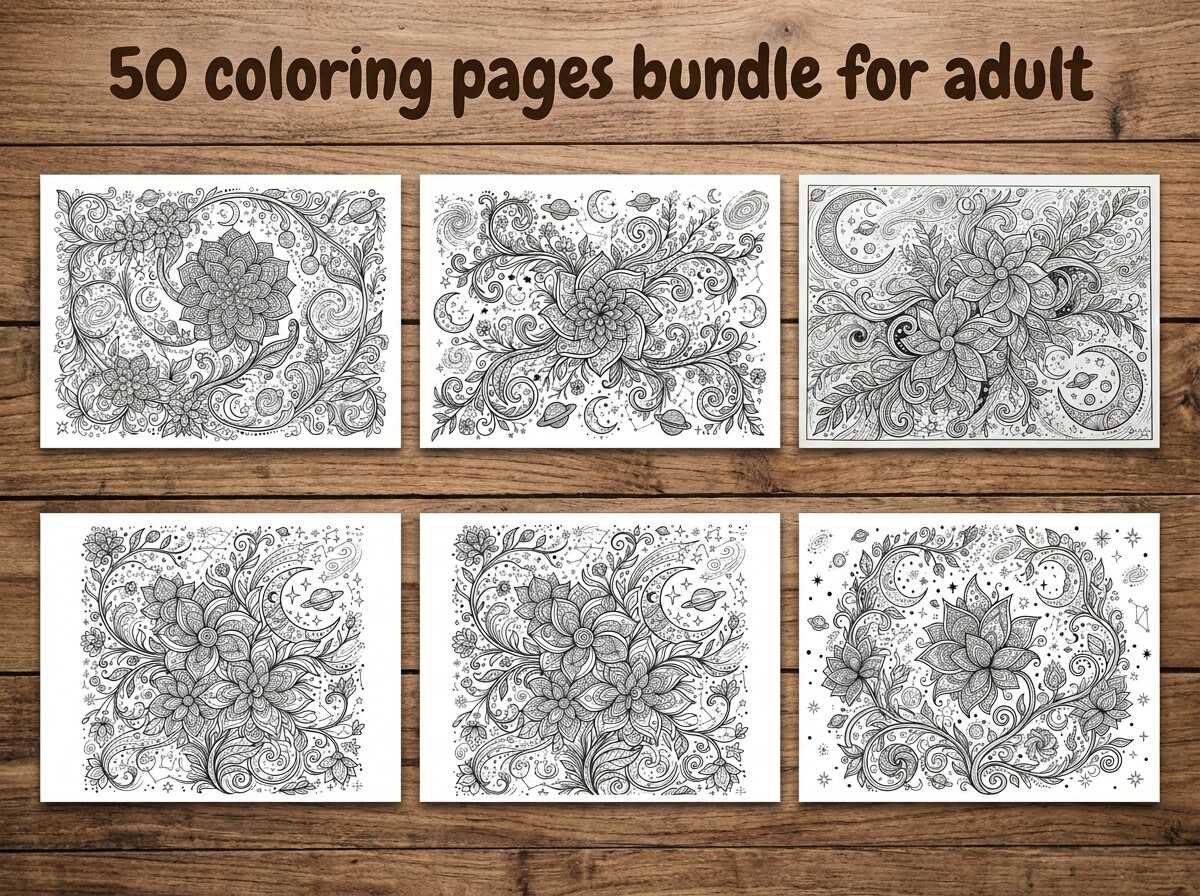 50 Mystical Galaxy Garden Coloring Pages