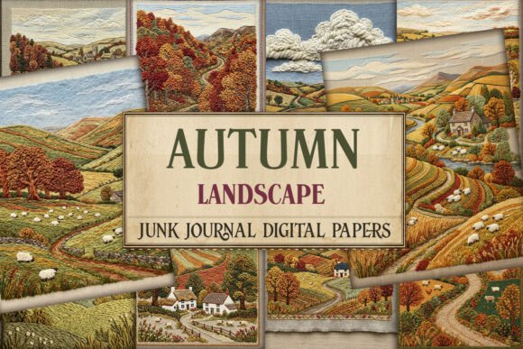 Autumn Landscape Junk Journal Pages