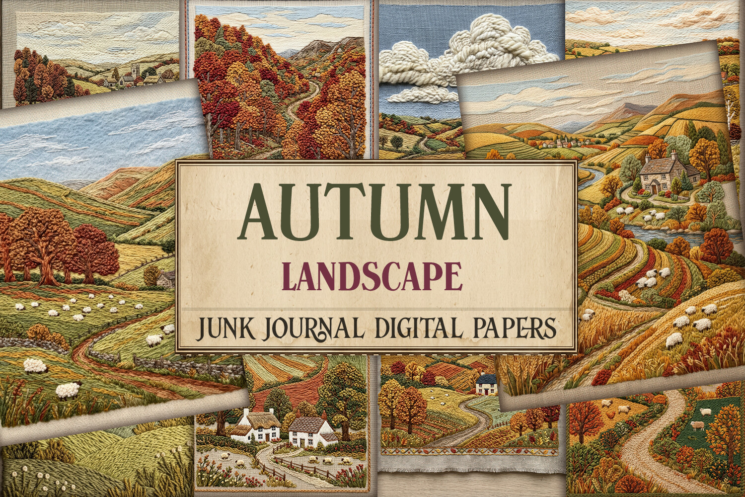 Autumn Landscape Junk Journal Pages