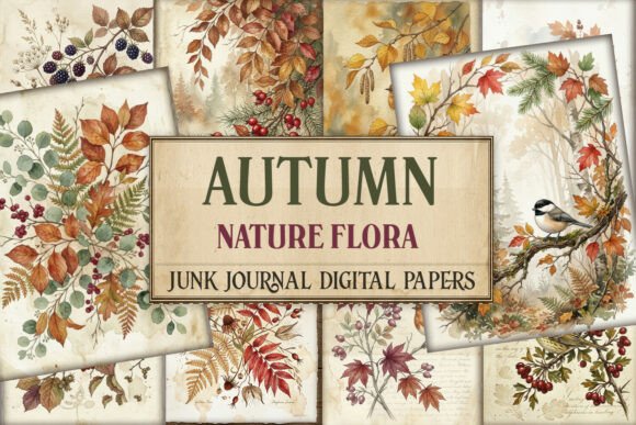 Autumn Nature Flora Junk Journal Pages