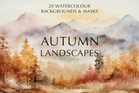 Autumn Watercolor Landscapes Backgrounds