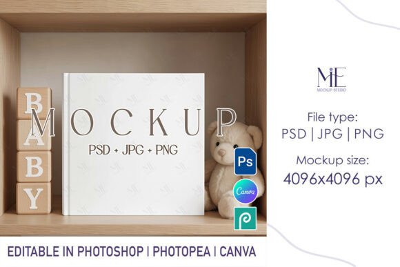 Baby Photo Book Mockup 8x8 Square
