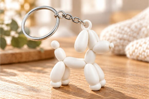 Balloon Dog Keychain 3D STL File – Cute Printable Keyring Model - Image 2
