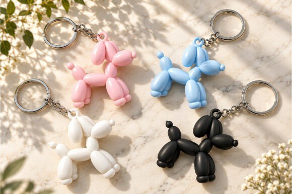 Balloon Dog Keychain 3D STL File – Cute Printable Keyring Model - Image 3