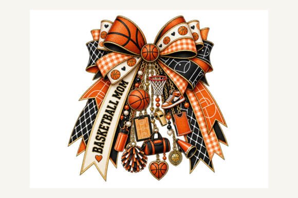 Basketball Mom Charm Bow PNG
