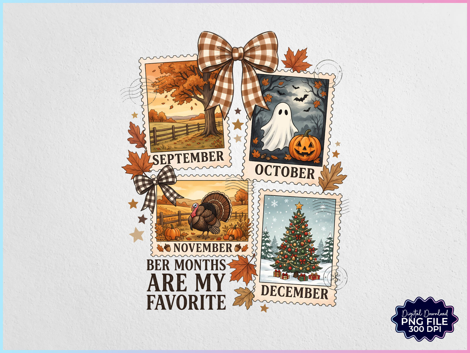 Ber Months Are My Favorite Stamp Bow PNG