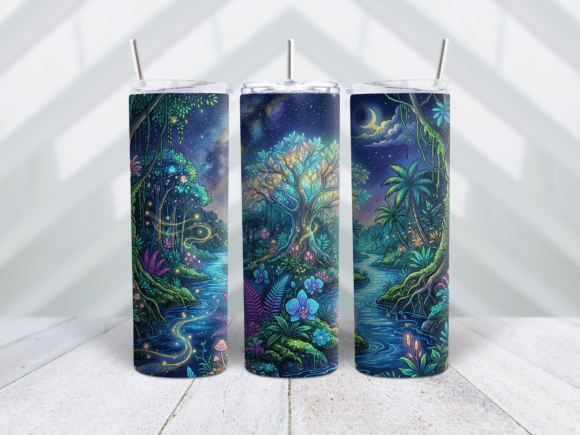Bioluminescent Jungle Scene Tumbler Wrap