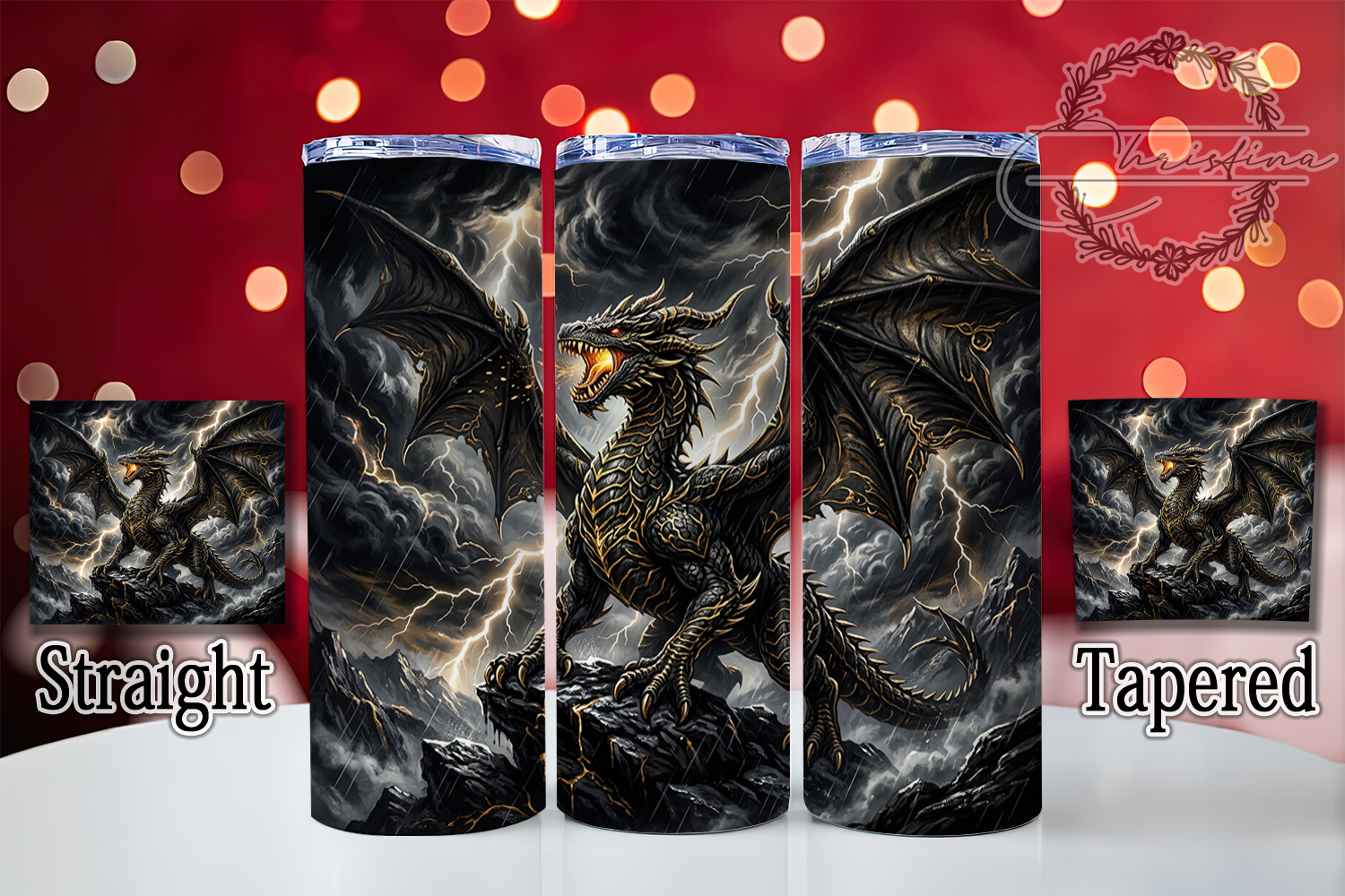 Black Gold Dragon 20oz Tumbler