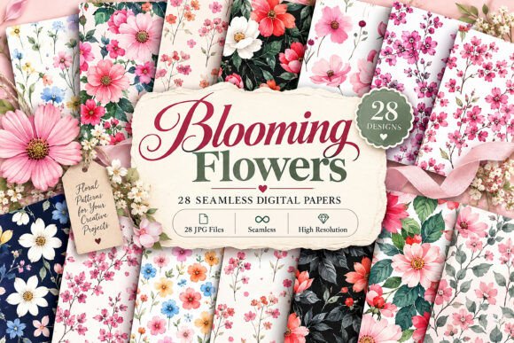 Blooming Flowers Digital Seamless