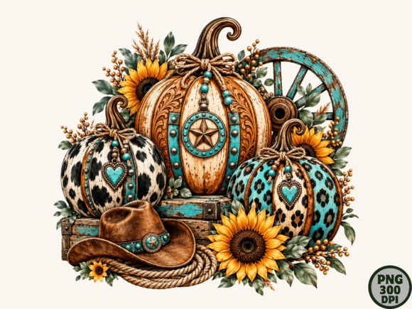 Boho Western Pumpkin Fall PNG Design