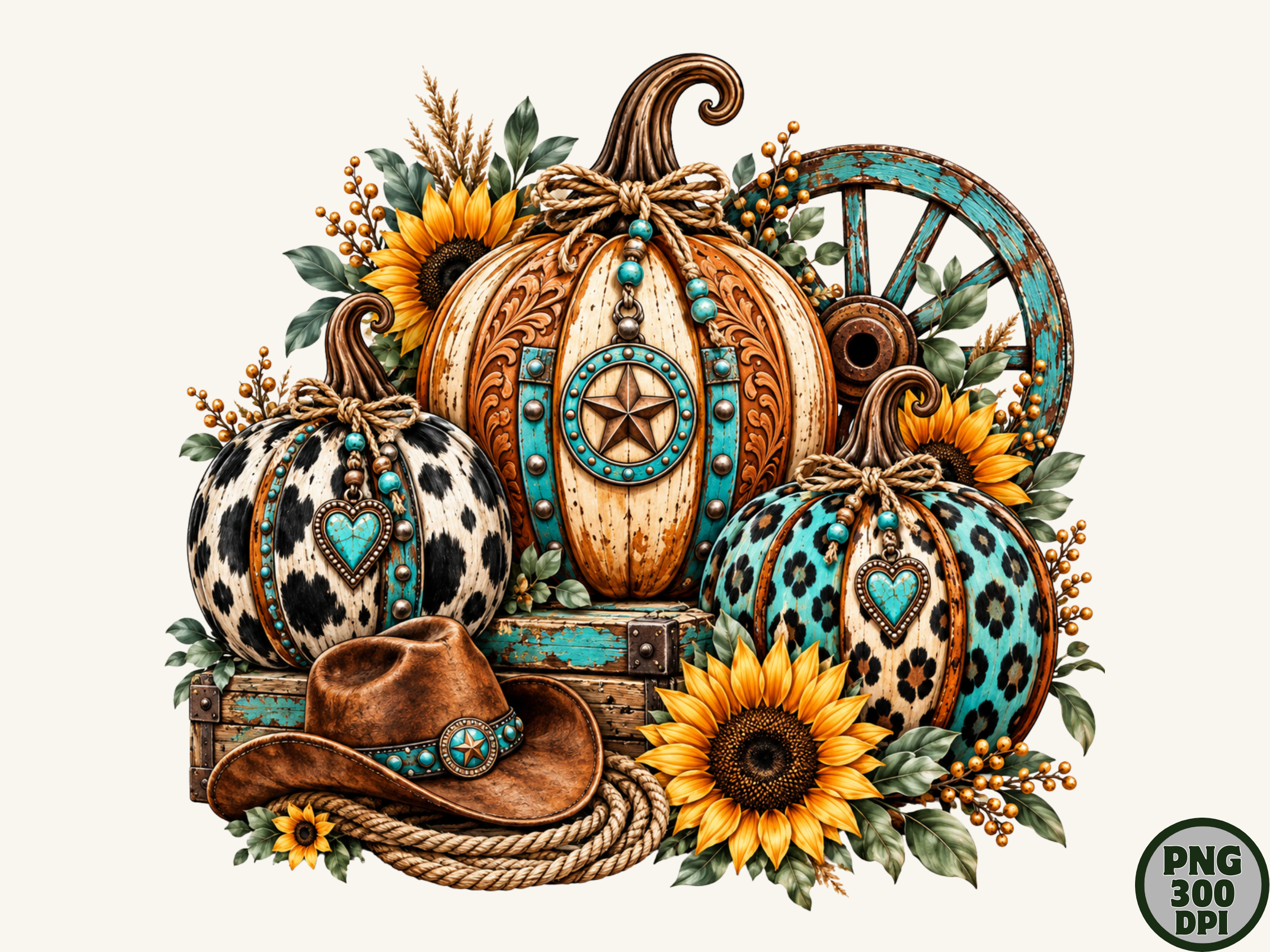 Boho Western Pumpkin Fall PNG Design
