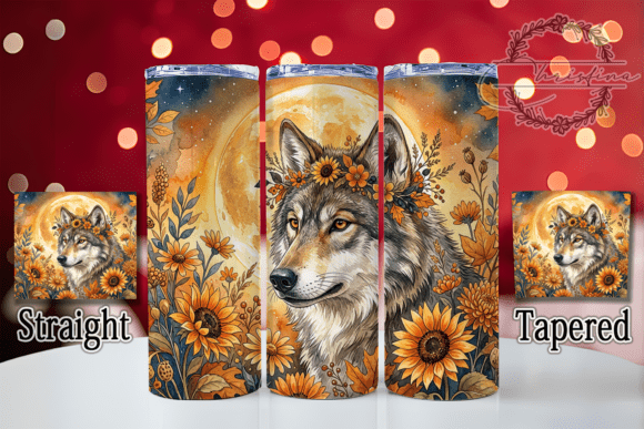 Boho Wolf Sunflower Moon 20oz Tumbler