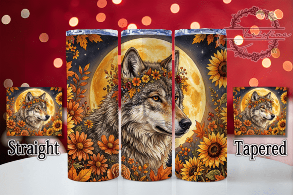 Boho Wolf Sunflower Moon 20oz Tumbler