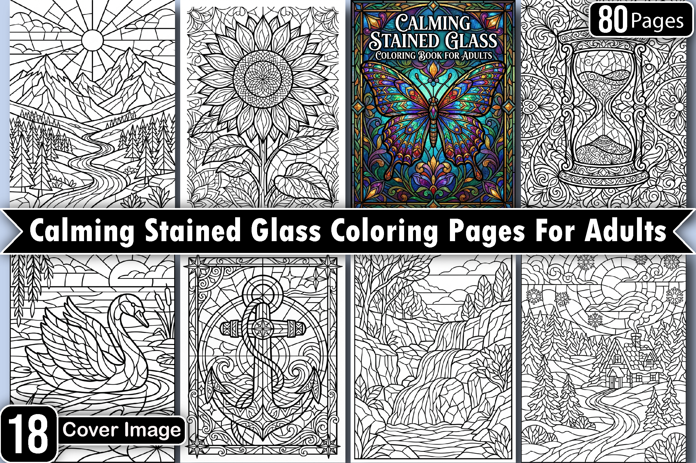 Calming Stained Glass Coloring Pages
