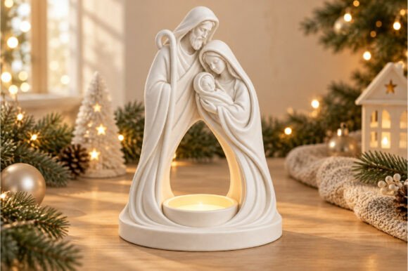 Christian Nativity Candle Holder STL – 3D Printable Holy Family Tealight Decor - Image 2