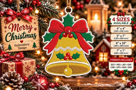 Christmas Bell Ornament Embroidery