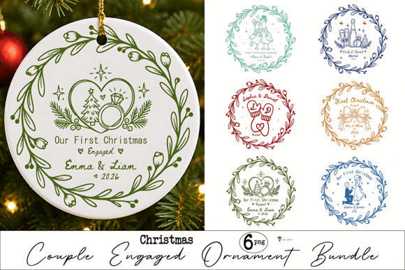 Christmas Engaged Ornament PNG Bundle
