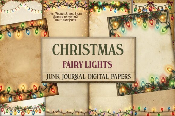 Christmas Fairy Lights Junk Journal Page