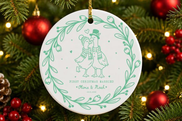 Christmas Married Goose Couple Ornament