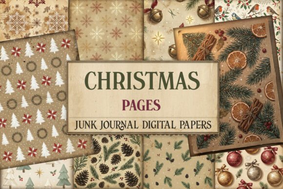 Christmas Pattern Junk Journal Paper