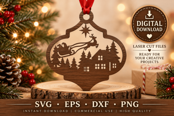Christmas Scene Ornament SVG
