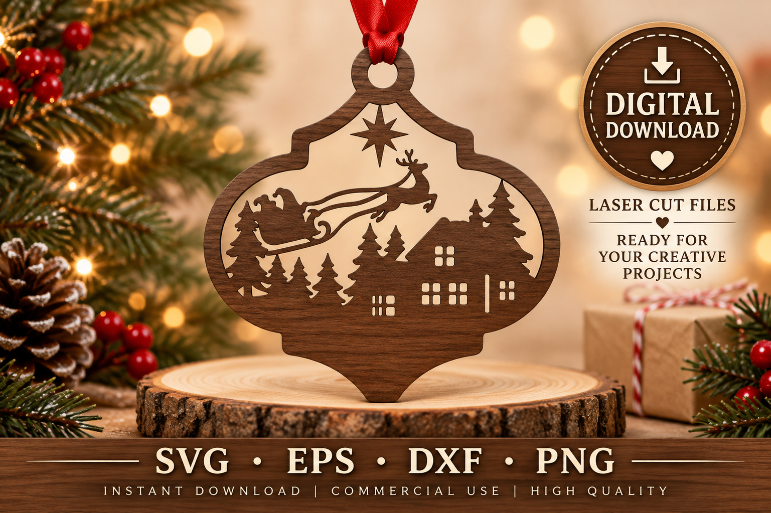 Christmas Scene Ornament SVG