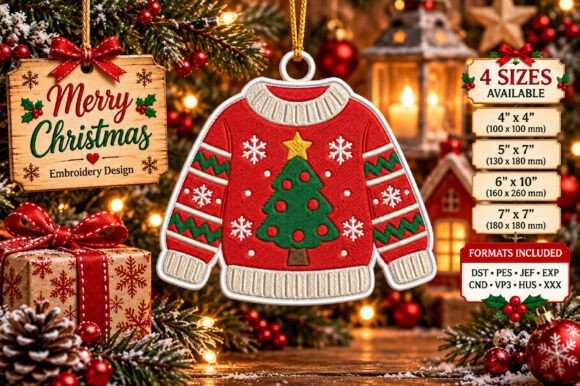 Christmas Sweater Ornament Embroidery