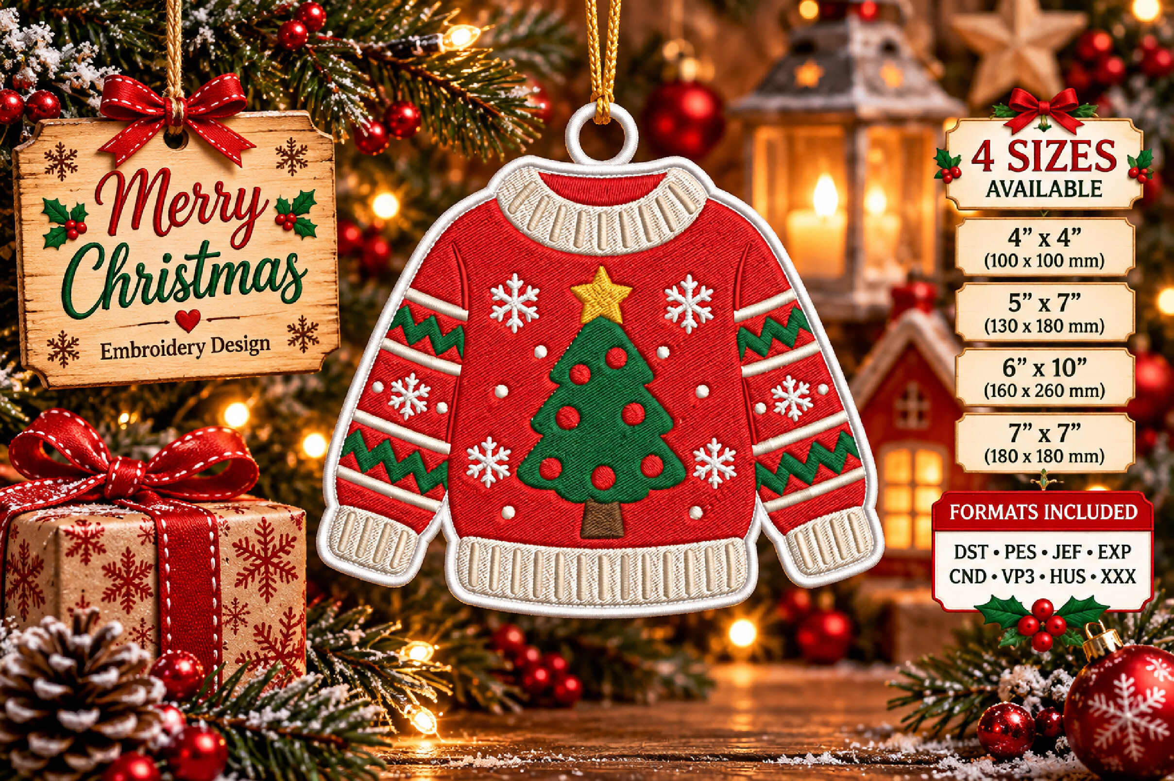 Christmas Sweater Ornament Embroidery