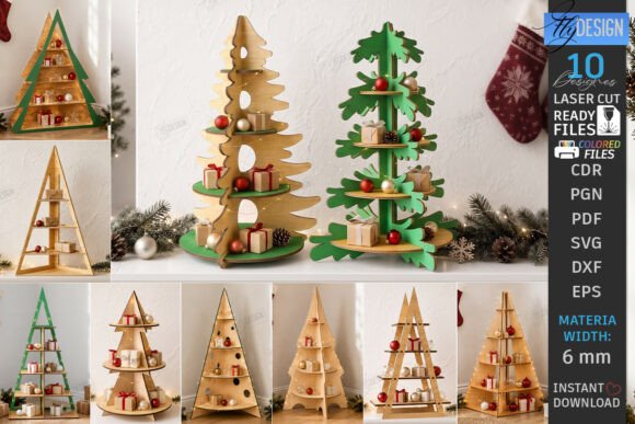 Christmas Tree Shelf Laser Cut Bundle (Design 1) laser cut file