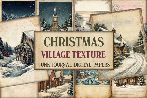 Christmas Village Junk Journal Pages