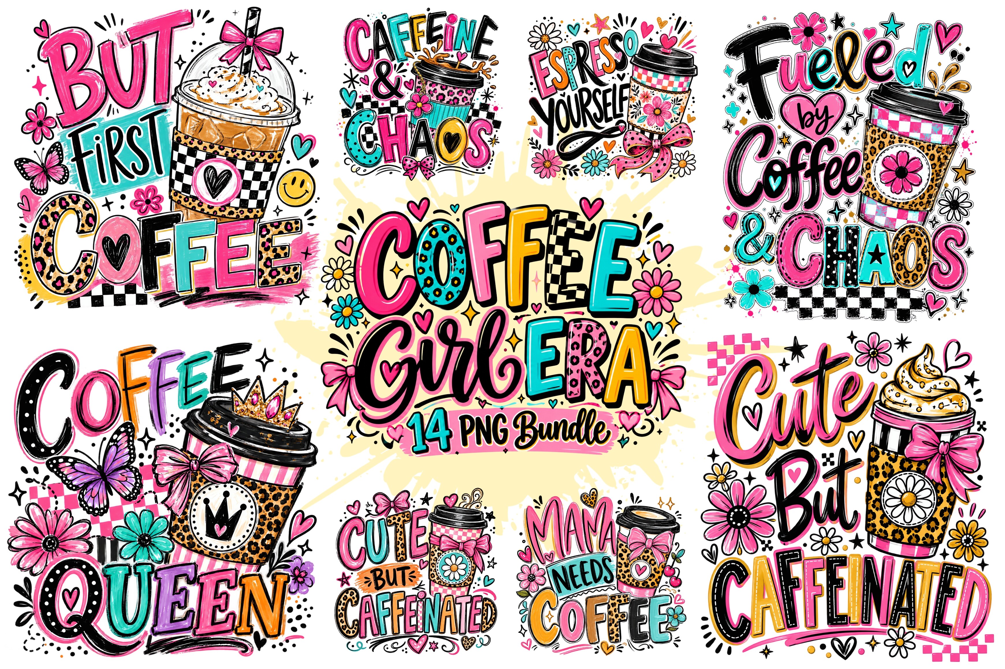 Coffee Lover PNG Bundle Cute Quotes