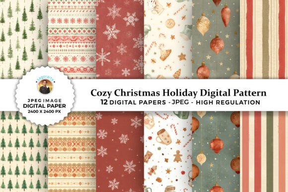 Cozy Christmas Holiday Digital Patterns