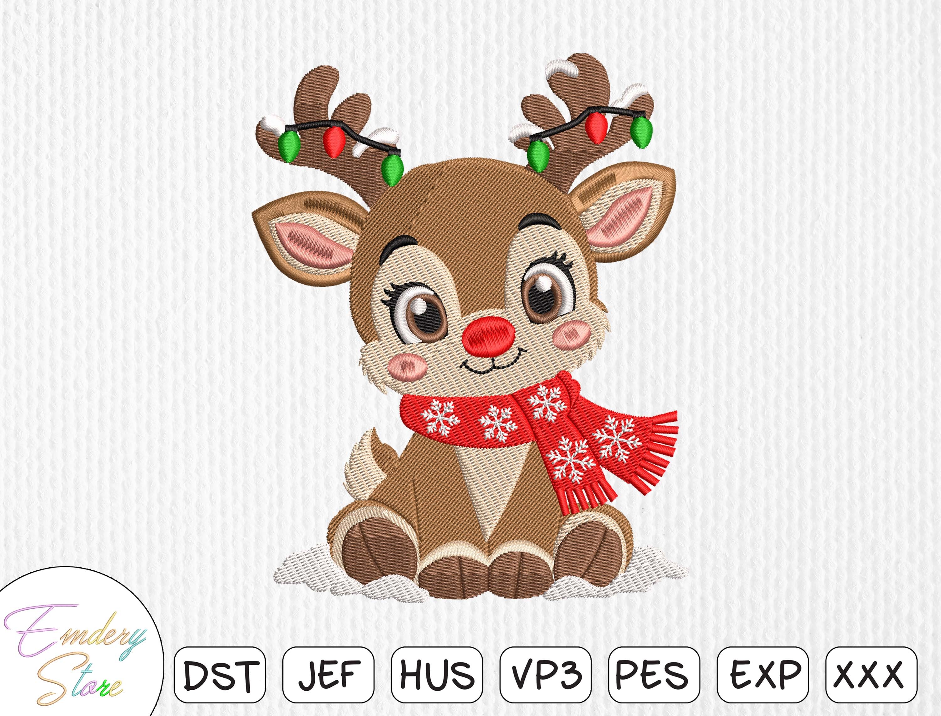 Cute Christmas Reindeer Embroidery