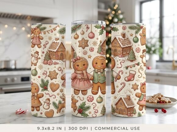 Cute Gingerbread Holiday Tumbler Design