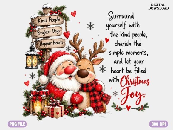 Cute Santa Reindeer Christmas PNG, Cozy
