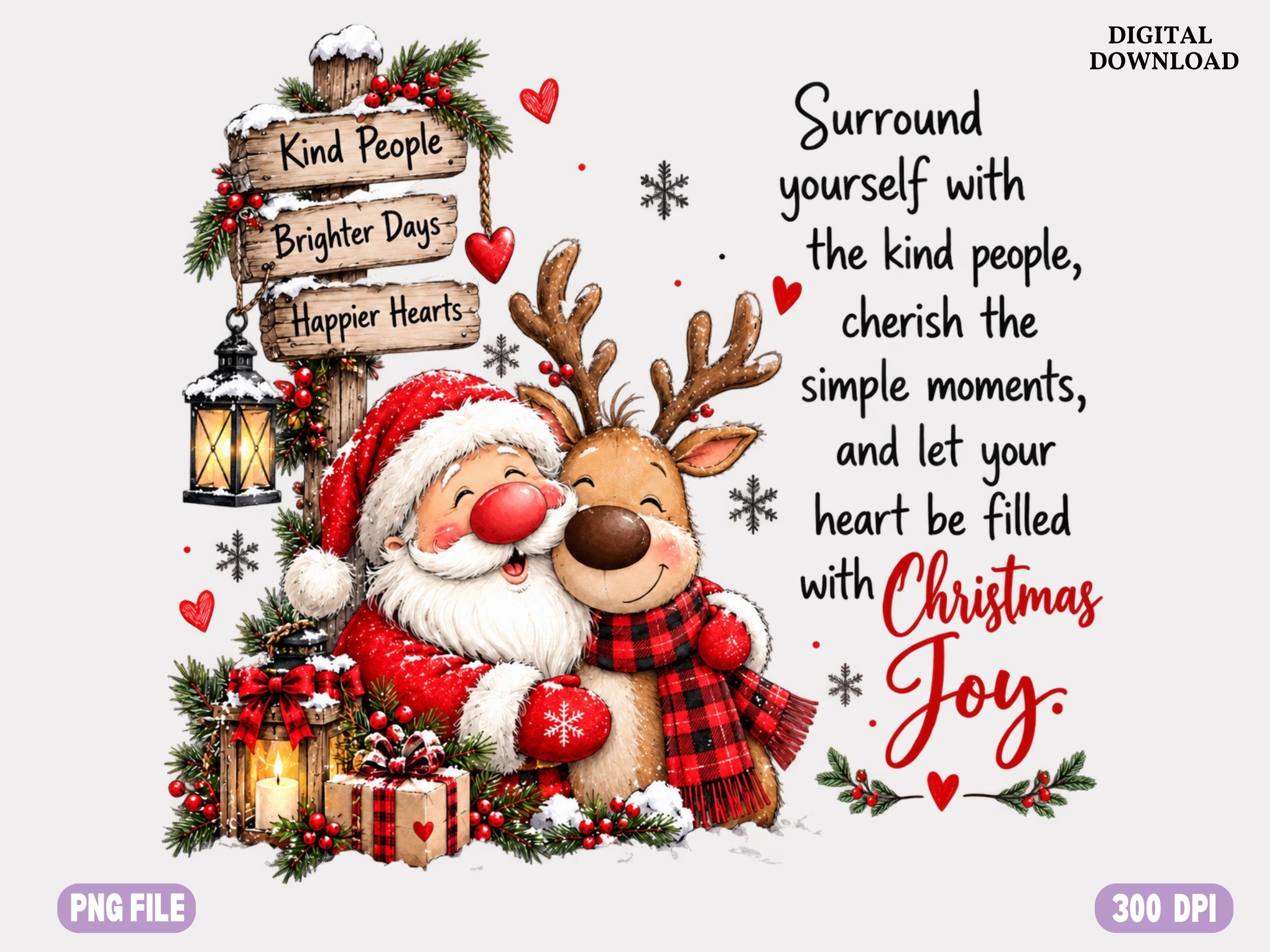 Cute Santa Reindeer Christmas PNG, Cozy