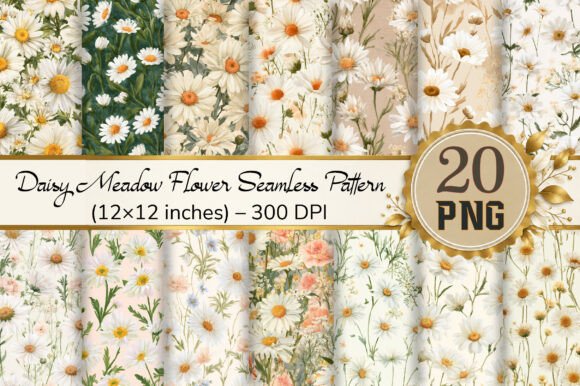 Daisy Meadow Flower Seamless Pattern
