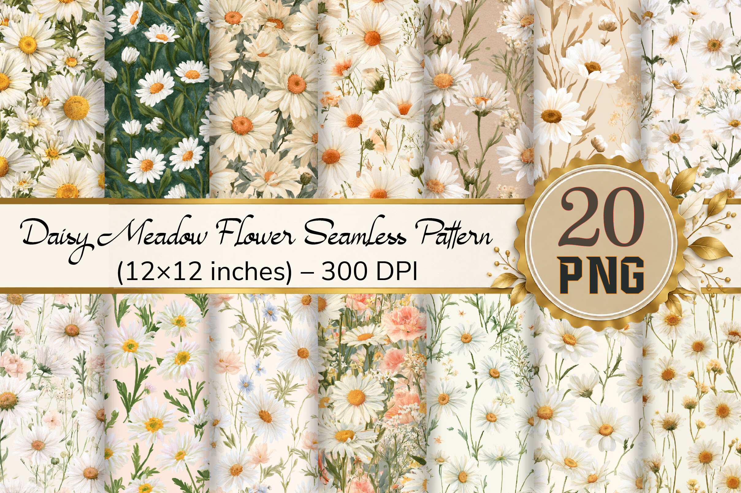 Daisy Meadow Flower Seamless Pattern