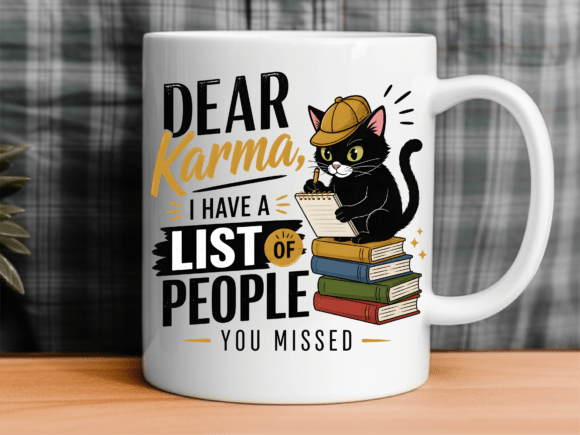 Dear Karma Black Cat Funny Mug Wrap