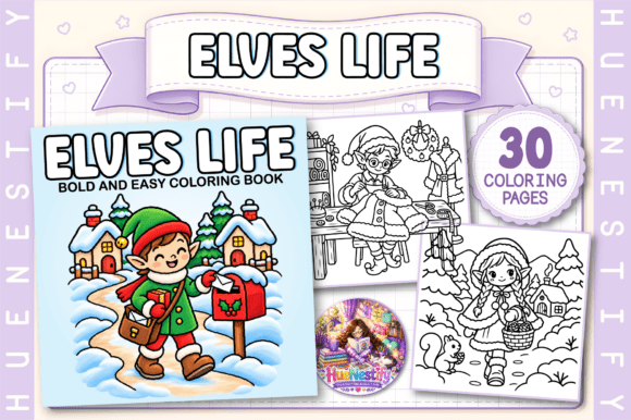 Elves Life Bold and Easy Coloring Book