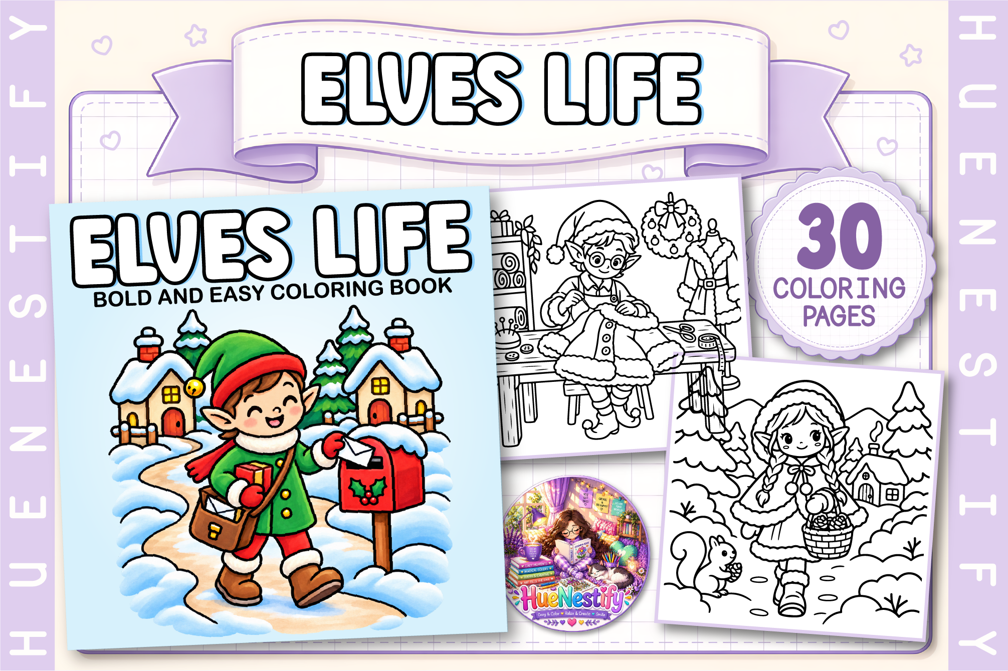 Elves Life Bold and Easy Coloring Book