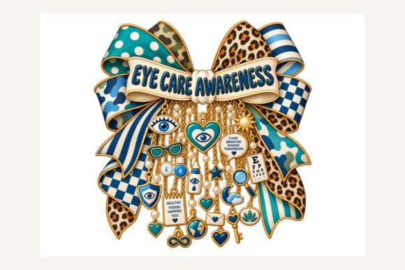 Eye Care Awareness Charm Bow PNG