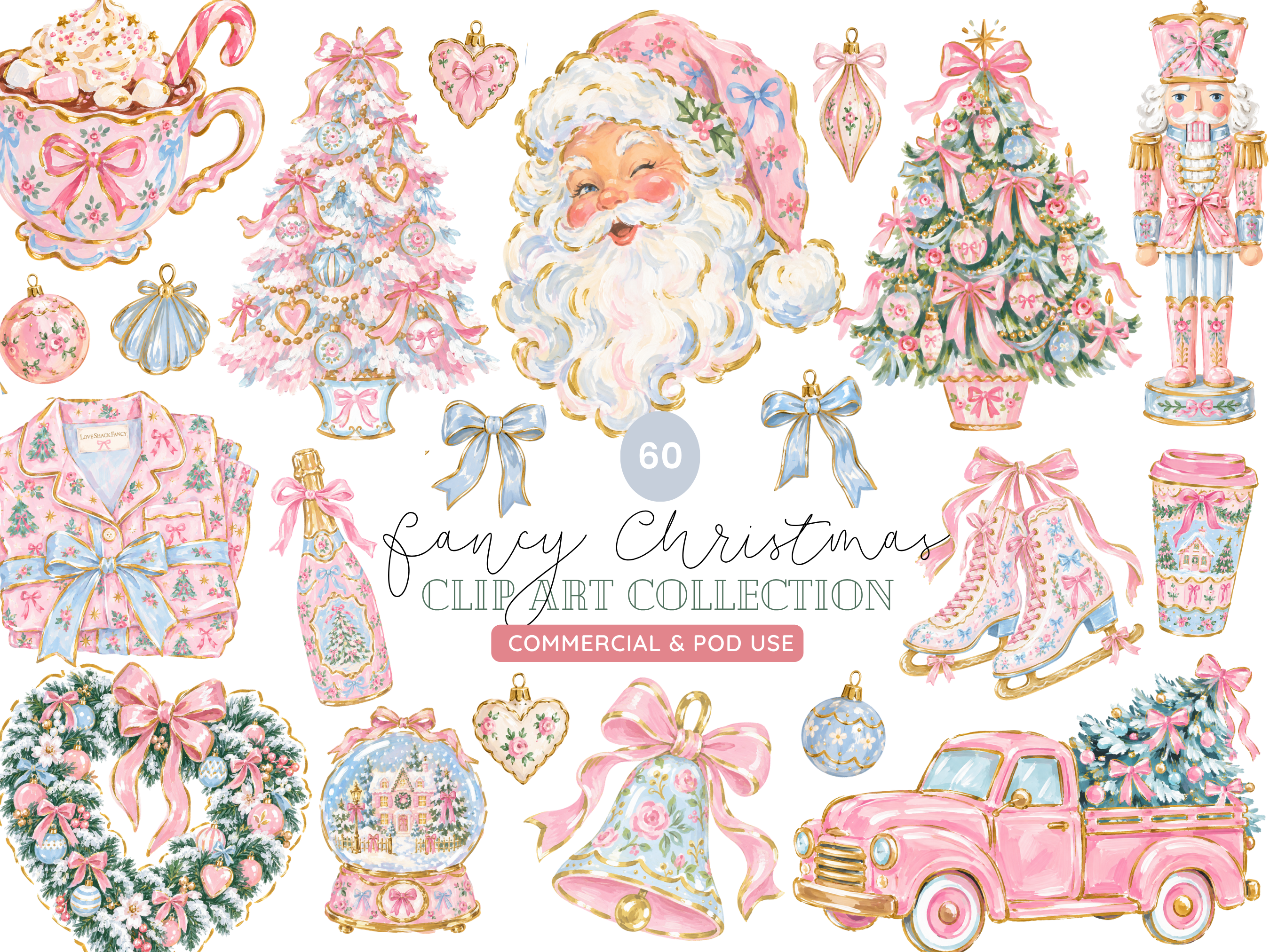 Fancy Grandmillennial Christmas PNG