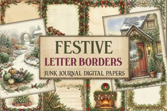 Festive Letter Borders Junk Journal Page