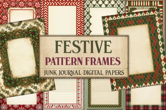 Festive Pattern Frames Junk Journal Page