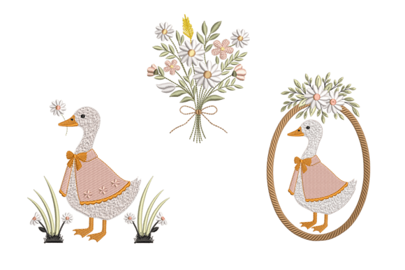 Floral Goose Embroidery Bundle