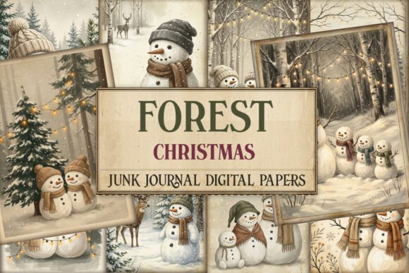 Forest Christmas Junk Journal Pages
