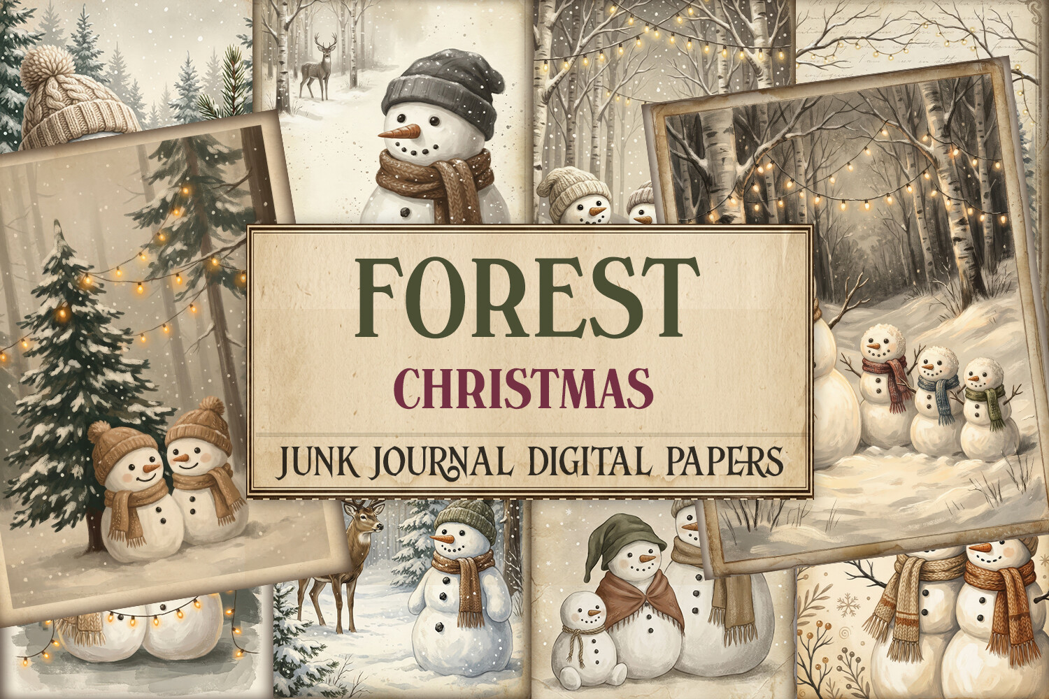 Forest Christmas Junk Journal Pages