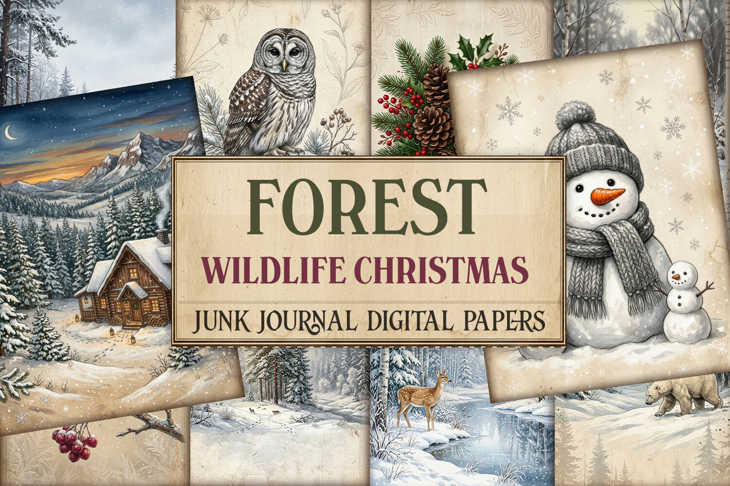 Forest Wildlife Christmas Junk Journal