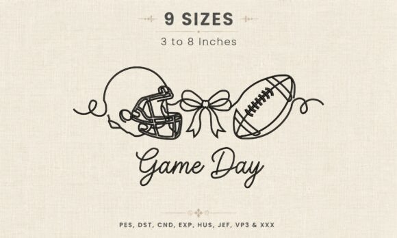 Game Day Bow Embroidery DST PES File